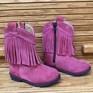 Smoky Mountain Boots Pink Fringe Suede Boots | 8